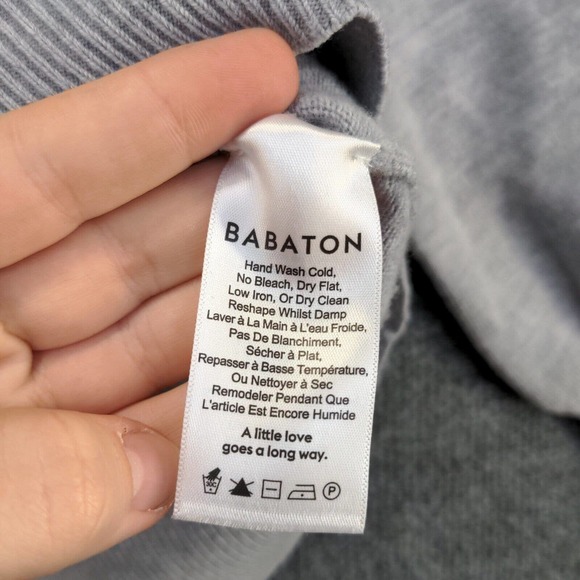 Babaton Women's Pullover Knit Sweater Gray Medium Raglan Sleeve Merino Wool - Picture 9 of 13